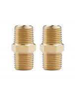 Solid Brass Pipe Fitting, Hex Nipple, 1/8" x 1/8" NPT Male Pipe Adapter (2 pcs)...