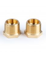 Brass Reducer Hex Bushing Threaded Pipe Fitting 1/2" NPT Male x 1/8" NPT Female Adapter - Set of 2