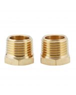 Brass Reducer Hex Bushing Threaded Pipe Fitting 1/2" NPT Male x 3/8" NPT Female Adapter - Set of 2