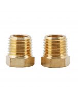 2pcs Brass Reducer Hex Bush Brass Threaded Pipe Fitting 1/4" NPT Male x 1/8" NPT Female Adapter.