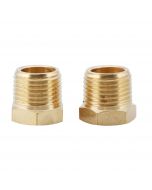 Brass Reducer Hex Bushing Threaded Pipe Fitting 3/8" NPT Male x 1/4" NPT Female Adapter Set of 2