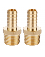 Solid Brass Hose Fitting - 1/2" Barb x 1/2" NPT Male Pipe Fittings Adapters 2pcs