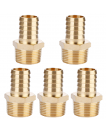Solid Brass Hose Fitting - 3/4" Barb x 3/4" NPT Male Pipe Fittings Adapters 5pcs