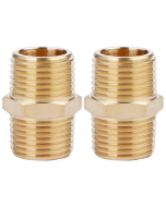 Solid Brass Hex Nipple - 1/2" x 1/2" NPT Male Pipe Fitting Adapter 2pcs