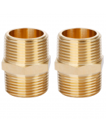 Solid Brass Hex Nipple - 3/4" x 3/4" NPT Male Pipe Fitting Adapter 2pcs