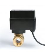 1/2" Brass Motorized Electric Ball Valve with Indicator Lights - Auto Return, Normally Open, 9-36V AC/DC