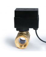 1" Brass Motorized Ball Valve with 3 Indicator Lights - 2 Wire Auto Return, Normally Open, 9-36V AC/DC