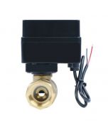3/4" Brass Motorized Ball Valve with Indicator Lights - Auto Return, Normally Closed (9-36V AC/DC)