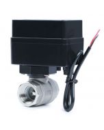 Stainless Steel Motorized Ball Valve with 3 Indicator Lights - 2-Wire Auto Return, Normally Closed, 9-36V AC/DC