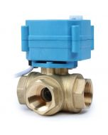 Motorized Brass 3-Way Ball Valve, 3/4" Size, 9-24V AC/DC, L Type, Standard Port, with Manual Function, IP67 Protection Grade