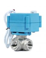 Stainless Steel 3/8" 3-Way Motorized Ball Valve, AC110-230V, L Type, Standard Port, with Manual Function, IP67