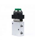 1/4" NPT Green Push Button 3 Way, 2 Position Pneumatic Control Mechanical Valve