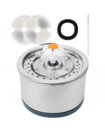 Stainless Steel Automatic Cat Water Fountain with LED Light, 2.5L