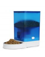 Automated Pet Feeder - Blue Automatic Food Dispenser for Cats and Dogs with Stainless Steel Bowl, Voice Recording and Battery-Powered