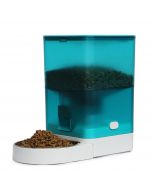 Automated Pet Feeder - Blue Pet Food Dispenser with Metal Bowl, Sound Recorder and Battery Operated