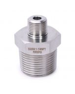 304 Stainless Steel Lead-Free High Pressure Hex Nipple, 1" x 1/4" NPT Male Thread Pipe Adapter (1 pc)