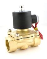 Brass Electric Solenoid Valve - 1-1/4" 12V DC, Normally Closed, VITON Seal