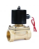 Brass Electric Solenoid Valve- 1-1/2" 12V DC, Normally Closed, VITON Seal
