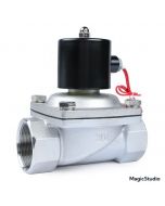 2" Stainless Steel Electric Solenoid Valve, 110V AC, Normally Closed, with Viton Seal