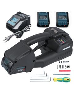 Automatic Electric Strapping Machine with 2×5000mah Battery and LCD Screen, for 1/2-5/8in PP PET Straps Pallet Banding Device