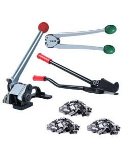 Heavy Duty Steel Strapping Kit for Pallet Packaging - Banding Set for 1/2" to 5/8" Steel Strapping - Includes Tensioner, Sealer, Cutter