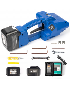 Electric Strapping Tool for 0.35”-0.63” PP PET Straps - Battery Powered with 2×6000mah Capacity and LCD Display