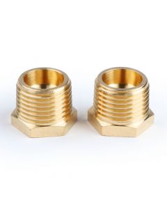 Brass Reducer Hex Bushing Threaded Pipe Fitting 1/2" NPT Male x 1/8" NPT Female Adapter - Set of 2