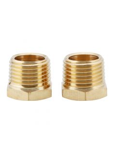 Brass Reducer Hex Bushing Threaded Pipe Fitting 1/2" NPT Male x 3/8" NPT Female Adapter - Set of 2