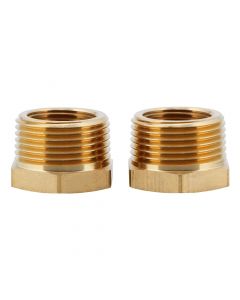 Brass Reducer Hex Bushing Threaded Pipe Fitting 1" NPT Male x 3/4" NPT Female Adapter - Set of 2 Pieces