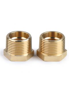 2pcs Brass Reducer Hex Bushing Brass Threaded Pipe Fitting 3/4" NPT Male x 1/2" NPT Female Adapter