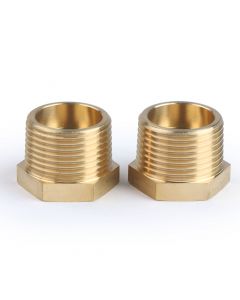 2Pcs Brass Reducer Hex Bushing Threaded Pipe Fitting 3/4" NPT Male x 1/4" NPT Female Adapter