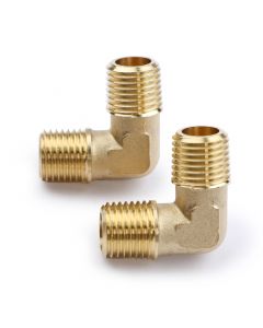 2pcs 90 Degree Brass Barstock Street Elbow Pipe Fitting 1/4" NPT Male to 1/4" NPT Male