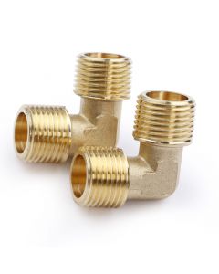 2pcs 90 Degree Brass Barstock Street Elbow Pipe Fitting 3/8" NPT Male to 3/8" NPT Male