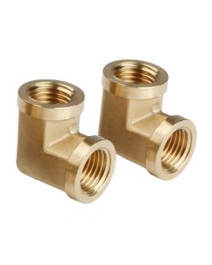 2pcs 90 Degree Barstock Street Elbow Brass Pipe Fitting 1/4" NPT Female Pipe to 1/4" NPT Female