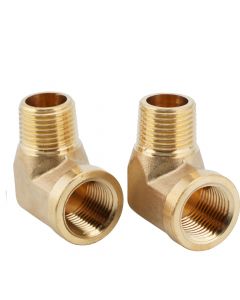 2pcs 90 Degree Brass Barstock Street Elbow Pipe Fitting 1/4" NPT Male to 1/4" NPT Female