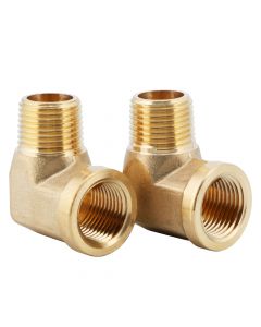 2pcs 90 Degree Brass Street Elbow Pipe Fitting 3/8" NPT Male to 3/8" NPT Female
