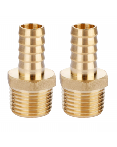 Solid Brass Hose Fitting - 1/2" Barb x 1/2" NPT Male Pipe Fittings Adapters 2pcs