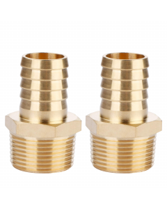 Solid Brass Hose Fitting - 3/4" Barb x 3/4" NPT Male Pipe Fittings Adapters 2pcs