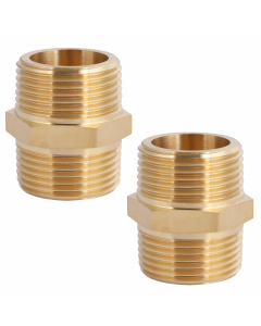 Solid Brass Pipe Fitting Hex Nipple - 1" x 1" NPT Male Pipe Adapter 2pcs