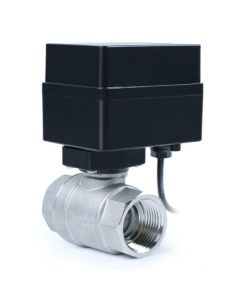 3/4" Stainless Steel Motorized Electric Ball Valve with Indicator Lights, Auto Return Function, Normally Open, 9-36V AC/DC