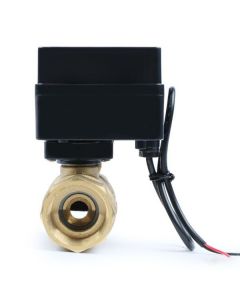 1" Brass Motorized Ball Valve with 3 Indicator Lights - 2 Wire Auto Return, Normally Closed, 9-36V AC/DC