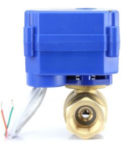 Motorized Brass Ball Valve- 1/2" Electrical Valve with Full Port, 85-265 V AC, 2 Wire Auto Return