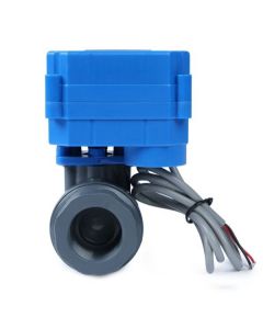 3/4" Motorized UPVC Ball Valve - 9-36V AC/DC Plastic Electric Valve with Full Port, 2 Wire Auto Return, Normally Closed