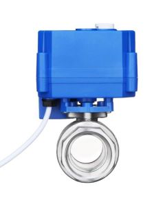 Electric Ball Valve - 1" Stainless Steel Motorized Ball Valve with Manual Control, Full Port, 9-24V AC/DC and 3 Wire Installation.