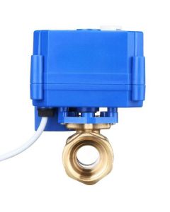 Electric Brass Ball Valve - 3/4" Motorized Valve with Manual Control, Standard Port, 9-24V AC/DC Power Supply and 3-Wire Configuration