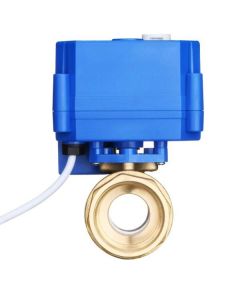 1" Brass Motorized Ball Valve with Manual Control, Full Port, 9-24V AC/DC and 3-Wire Connection
