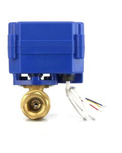 Electric Brass Motorized Ball Valve, 1/2" Full Port with 9-24V AC/DC and 3-Wire 1-Way Configuration
