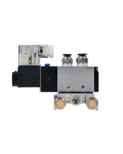 4V210-08 2 Position 5 Way 3 Pneumatic Solenoid Valves Manifold Base, DC 12V
