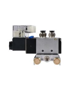 4V210-08 2 Position 5 Way 4 Pneumatic Solenoid Valves Manifold Base, DC 12V