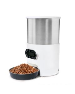 Automatic Pet Feeder - Stainless Steel Cat Dog Food Dispenser with Voice Recorder and Dual Power Supply